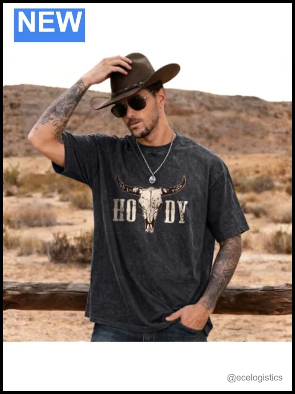 Vintage Cowboy Acid Wash T-Shirt Western Country Concert Oversized Tee
